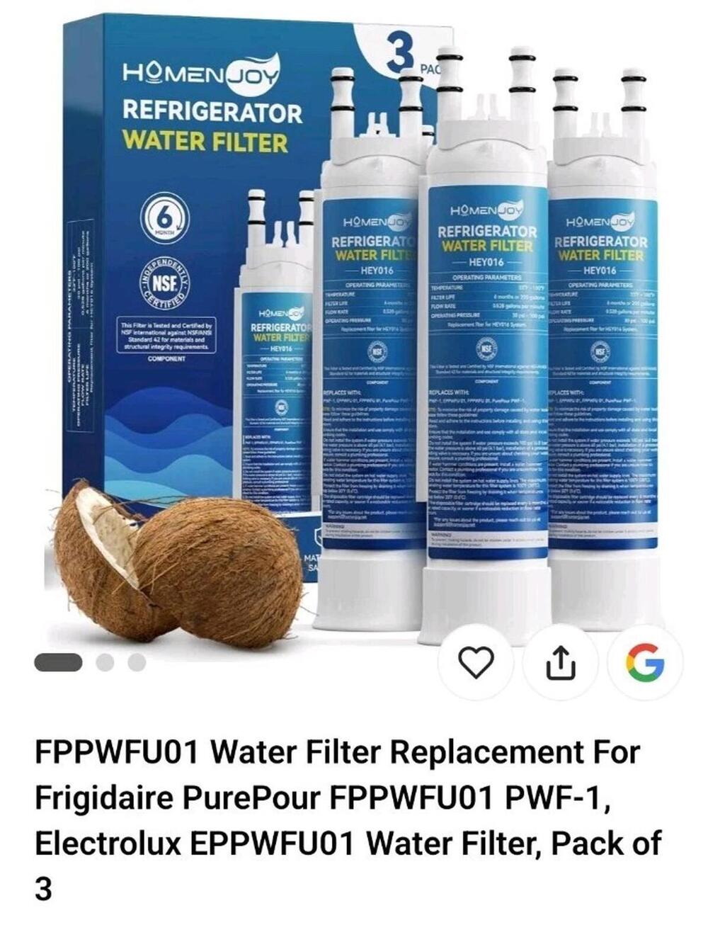 FPPWFU01 Water Filter Replacement Compatible with Electrolux EPPWFU01, Frigidair